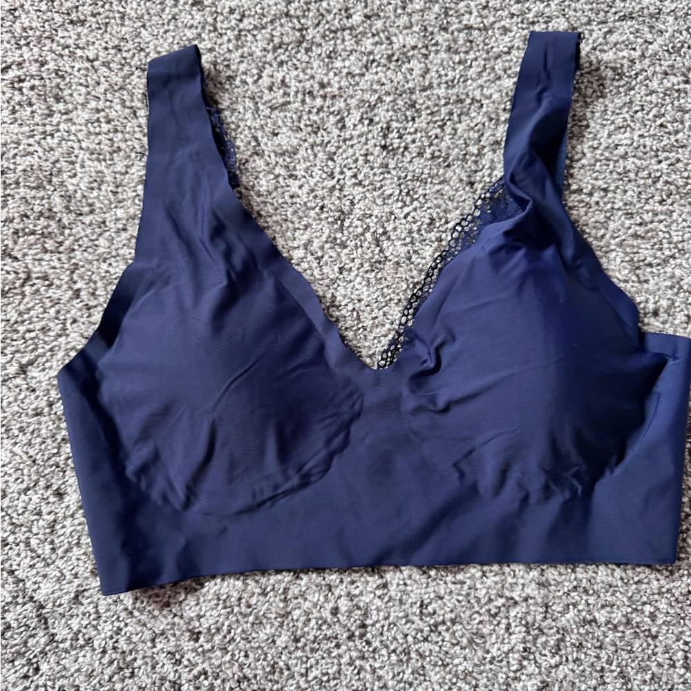 Nautica Navy Blue Lace-Trim Wireless Bralette